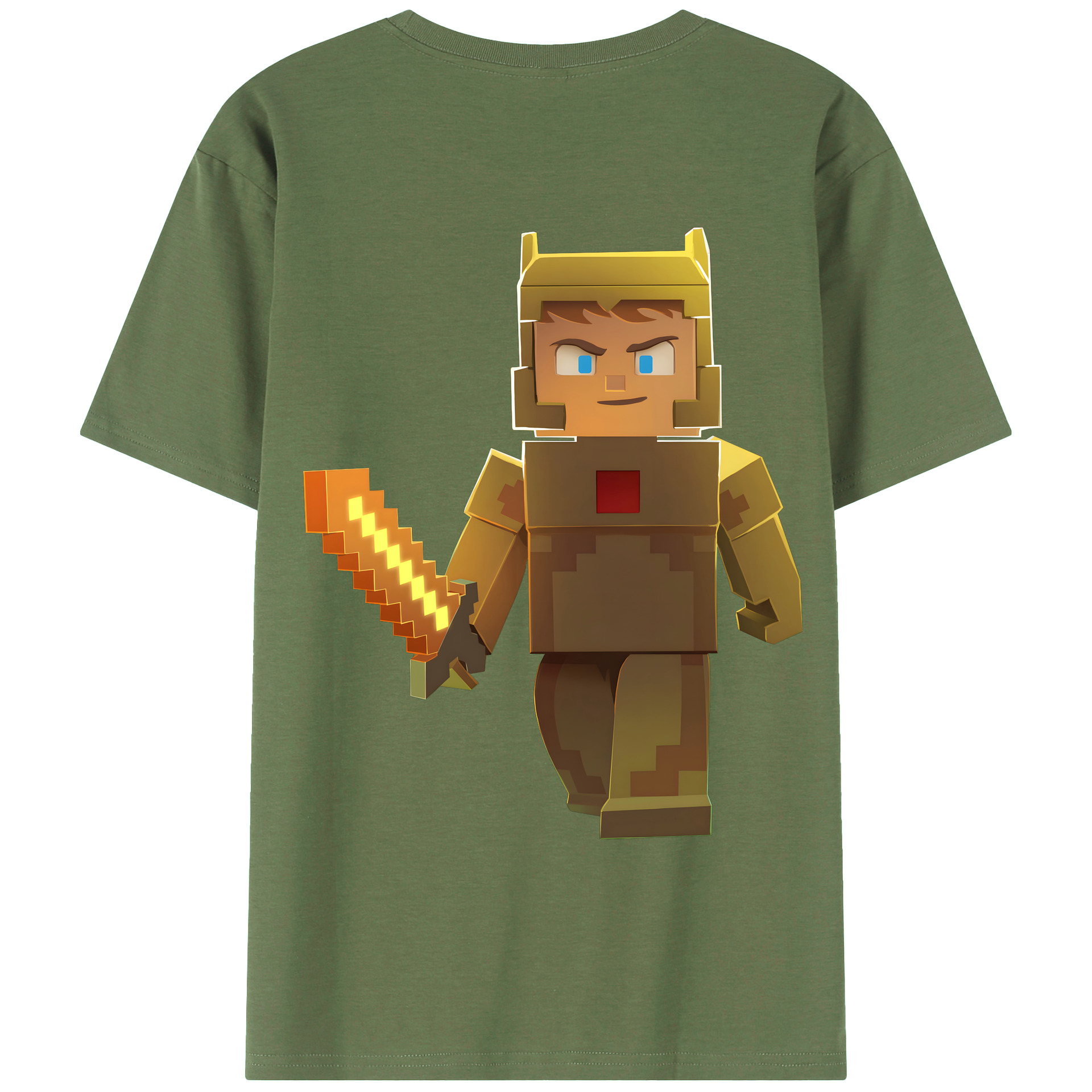 （画像用） マインクラフト ブロックの世界 Minecraft MC Block world 綿100％ メンズ半袖Tシャツ（バックプリント） 通気性